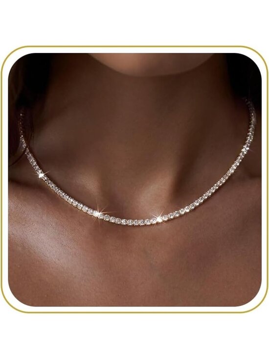 Jewelry - Women's Tennis Silver Non Tarnish Chunky 14k Gold Plated Layered Necklaces
